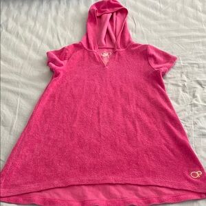 OP Fuchsia Terry Cloth Hoodie swim coverup